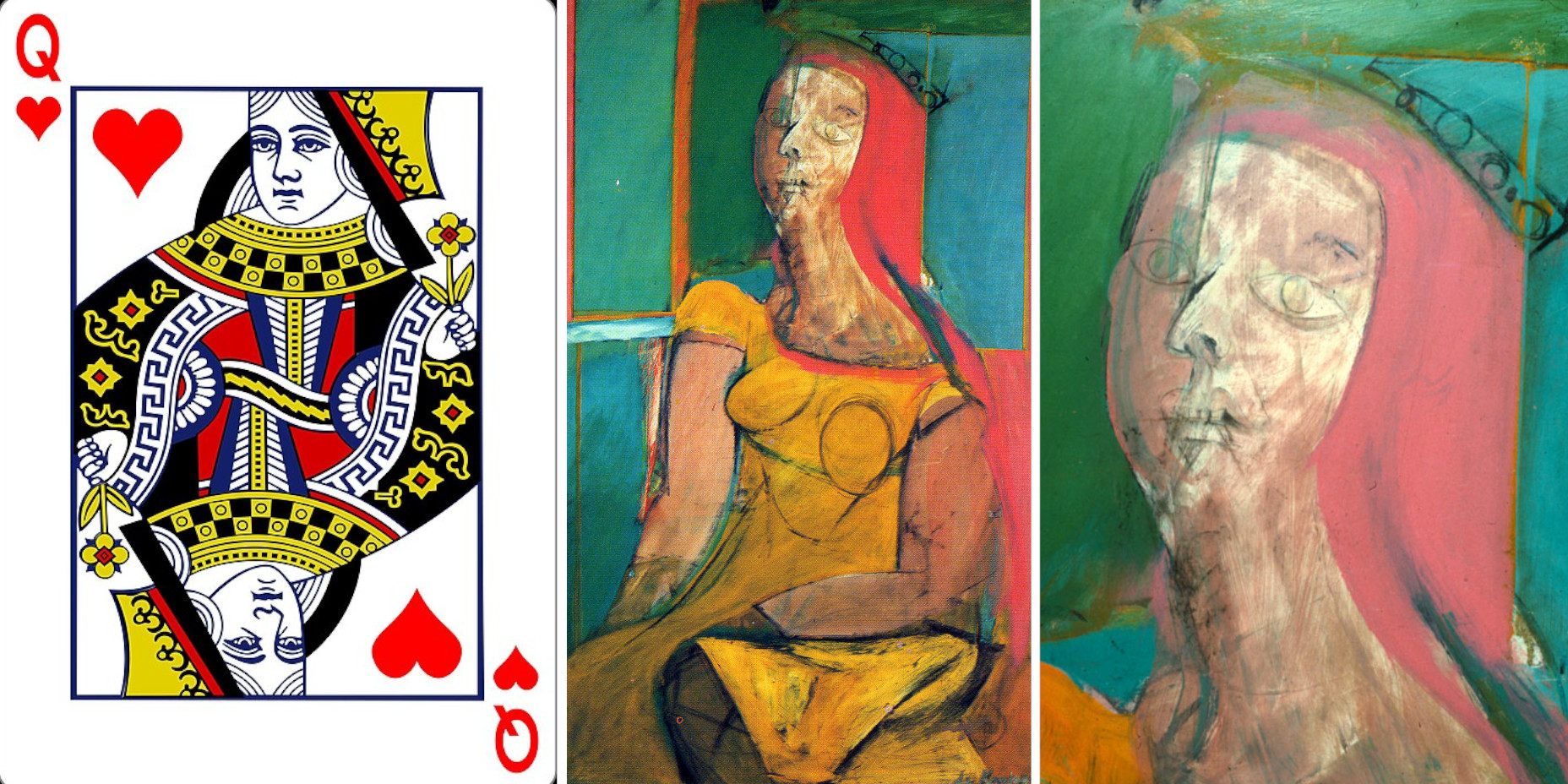 Speelkaart hartenvrouw en Willem de Kooning Queen of Hearts 